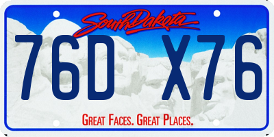 SD license plate 76DX76
