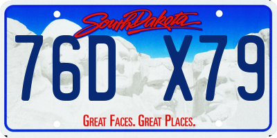 SD license plate 76DX79