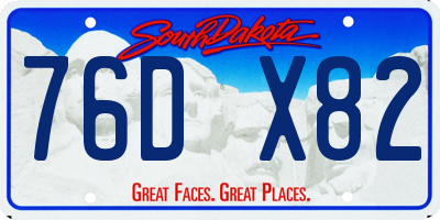 SD license plate 76DX82