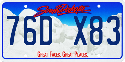 SD license plate 76DX83