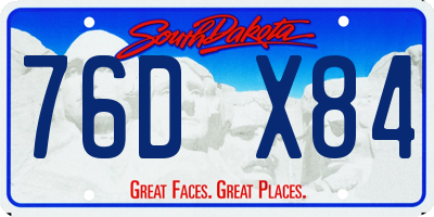 SD license plate 76DX84
