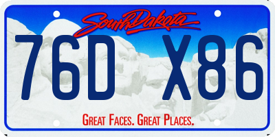 SD license plate 76DX86