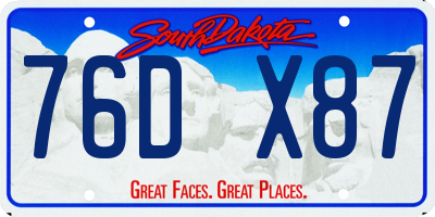 SD license plate 76DX87