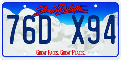 SD license plate 76DX94