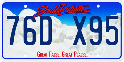 SD license plate 76DX95