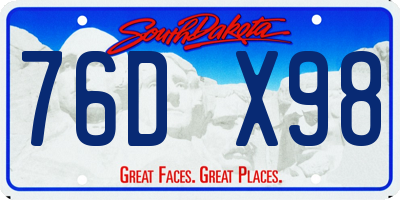 SD license plate 76DX98