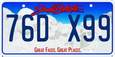 SD license plate 76DX99