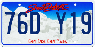 SD license plate 76DY19