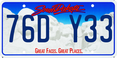 SD license plate 76DY33