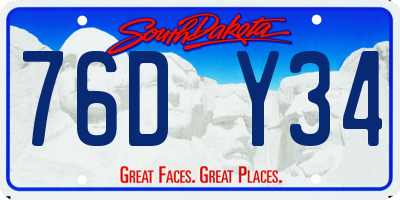 SD license plate 76DY34