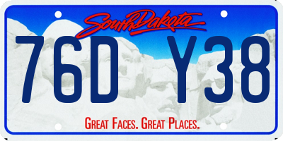 SD license plate 76DY38