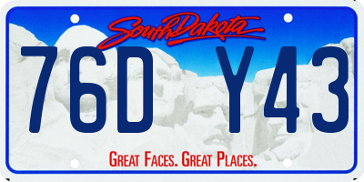 SD license plate 76DY43