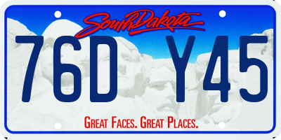 SD license plate 76DY45