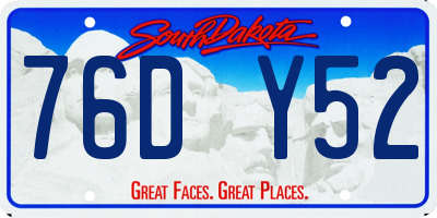 SD license plate 76DY52