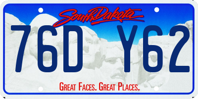 SD license plate 76DY62