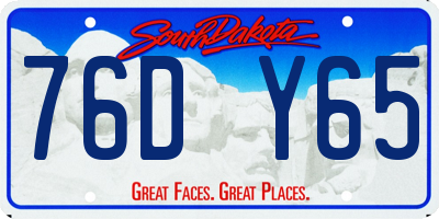 SD license plate 76DY65