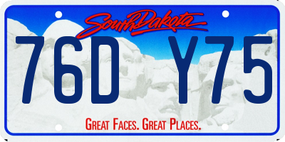 SD license plate 76DY75