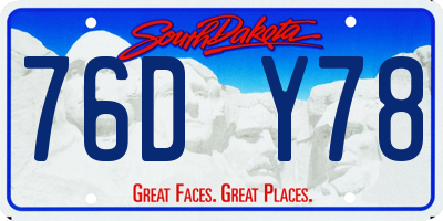 SD license plate 76DY78