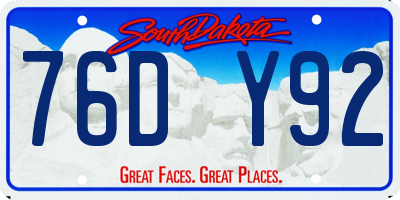 SD license plate 76DY92