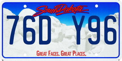 SD license plate 76DY96
