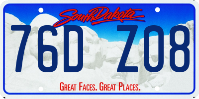 SD license plate 76DZ08