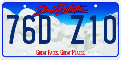 SD license plate 76DZ10
