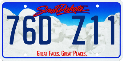 SD license plate 76DZ11