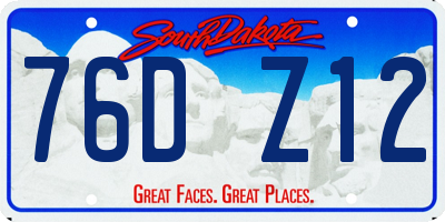 SD license plate 76DZ12