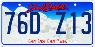 SD license plate 76DZ13