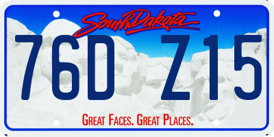 SD license plate 76DZ15