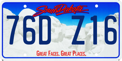 SD license plate 76DZ16