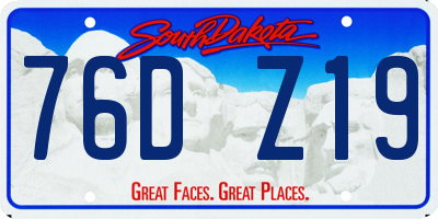 SD license plate 76DZ19