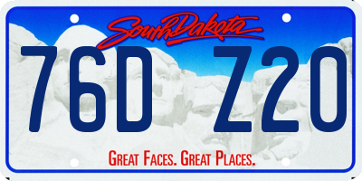 SD license plate 76DZ20