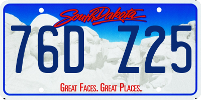 SD license plate 76DZ25