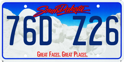 SD license plate 76DZ26