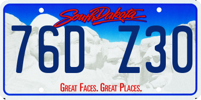 SD license plate 76DZ30