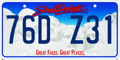 SD license plate 76DZ31