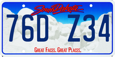 SD license plate 76DZ34