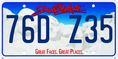 SD license plate 76DZ35
