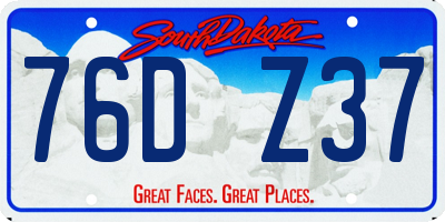 SD license plate 76DZ37