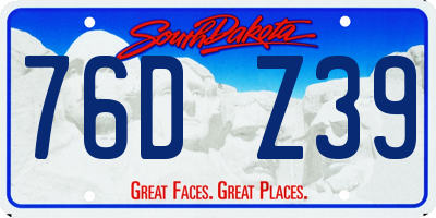 SD license plate 76DZ39