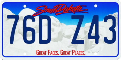 SD license plate 76DZ43