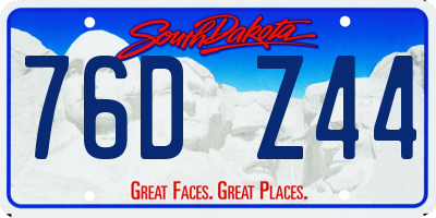SD license plate 76DZ44