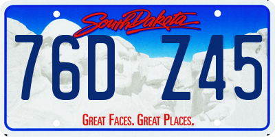 SD license plate 76DZ45