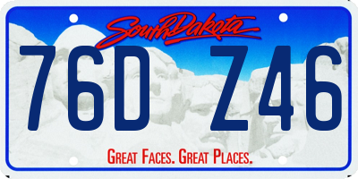 SD license plate 76DZ46