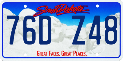 SD license plate 76DZ48
