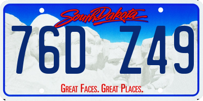 SD license plate 76DZ49