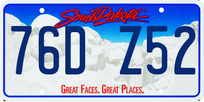 SD license plate 76DZ52