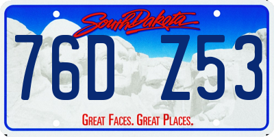 SD license plate 76DZ53