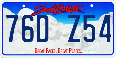SD license plate 76DZ54